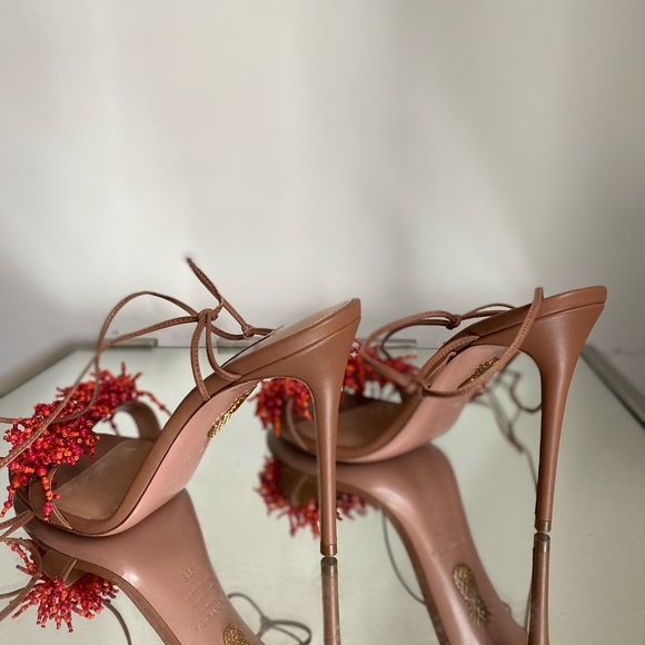 Like new Aquazzura Panarea Beaded Ankle-Tie Sandals 39.5 $895 - Picture 13 of 16